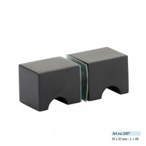 Vierkante knop douchedeur in mat zwart RAL9005
