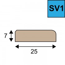 Sponning verhogende glaslat model SV1 - 7 x 25 mm