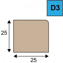 Glaslat model D3 - 25 x 25 mm