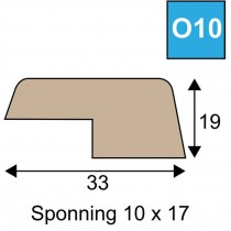 Glaslat model O10 - 19 x 33 mm met sponning 10 x 17 mm