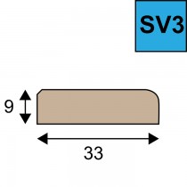 Sponning verhogende glaslat model SV3 - 9 x 33 mm